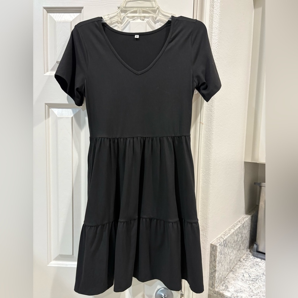 Elegant Black V-Neck Dress